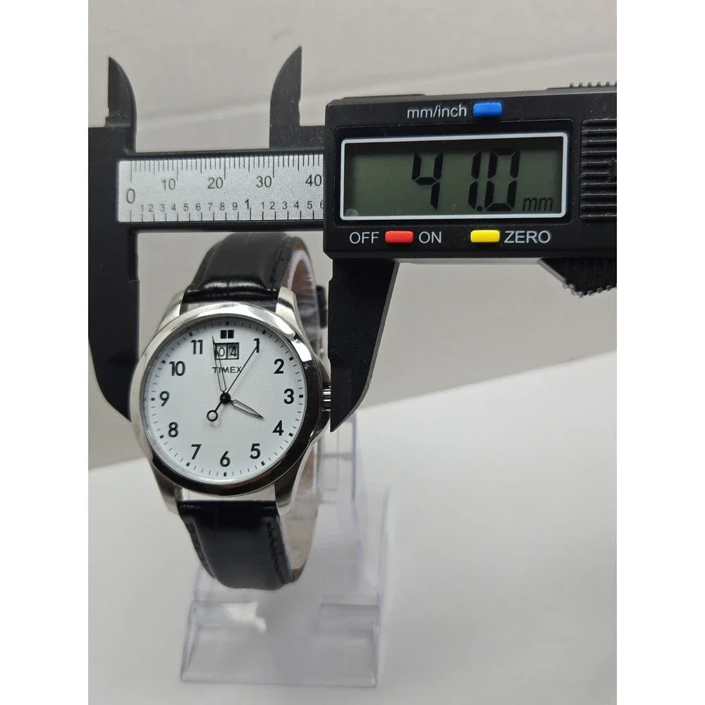 Timex Elevated Classics Big Date Mens White Dial Analog Quartz Watch New Battery